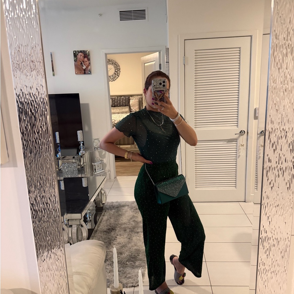 Women's Emerald Green Sparkle Jumpsuit